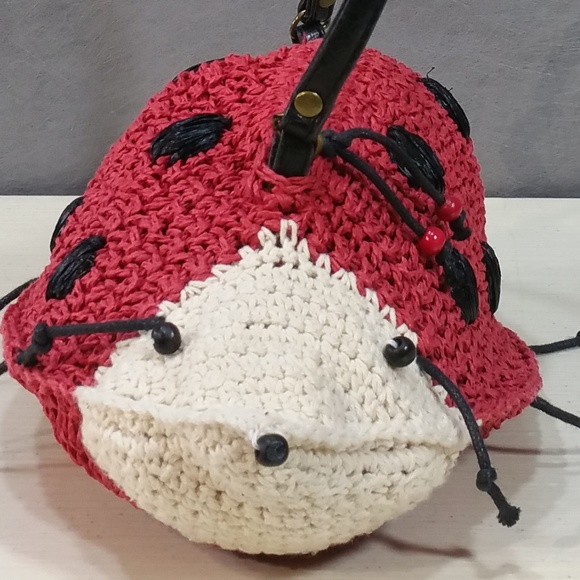 Handbags - Woven Ladybug Hand Purse